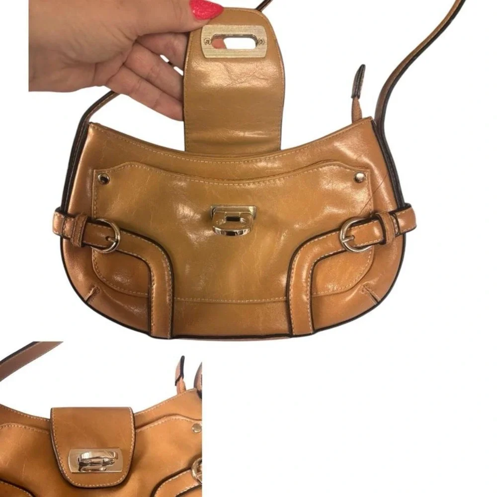 Y2K VINTAGE INSANE MINI TAN‎ BUCKLE APT.9 PURSE HANDBAG EUC
